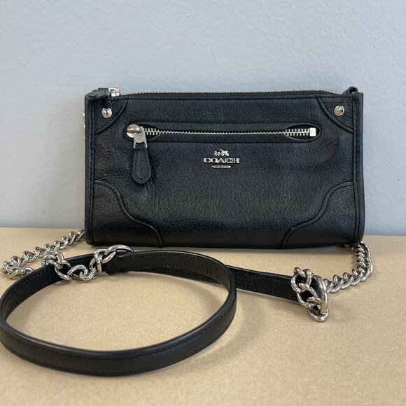 Coach Grain Leather Mickie Crossbody Bag, Black - Preowned - Picture 1 of 13